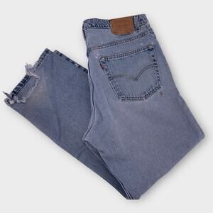 Vintage Levi's 505 38x30" Blue Jeans Y2K MADE IN USA Distressed Holes Thrashed